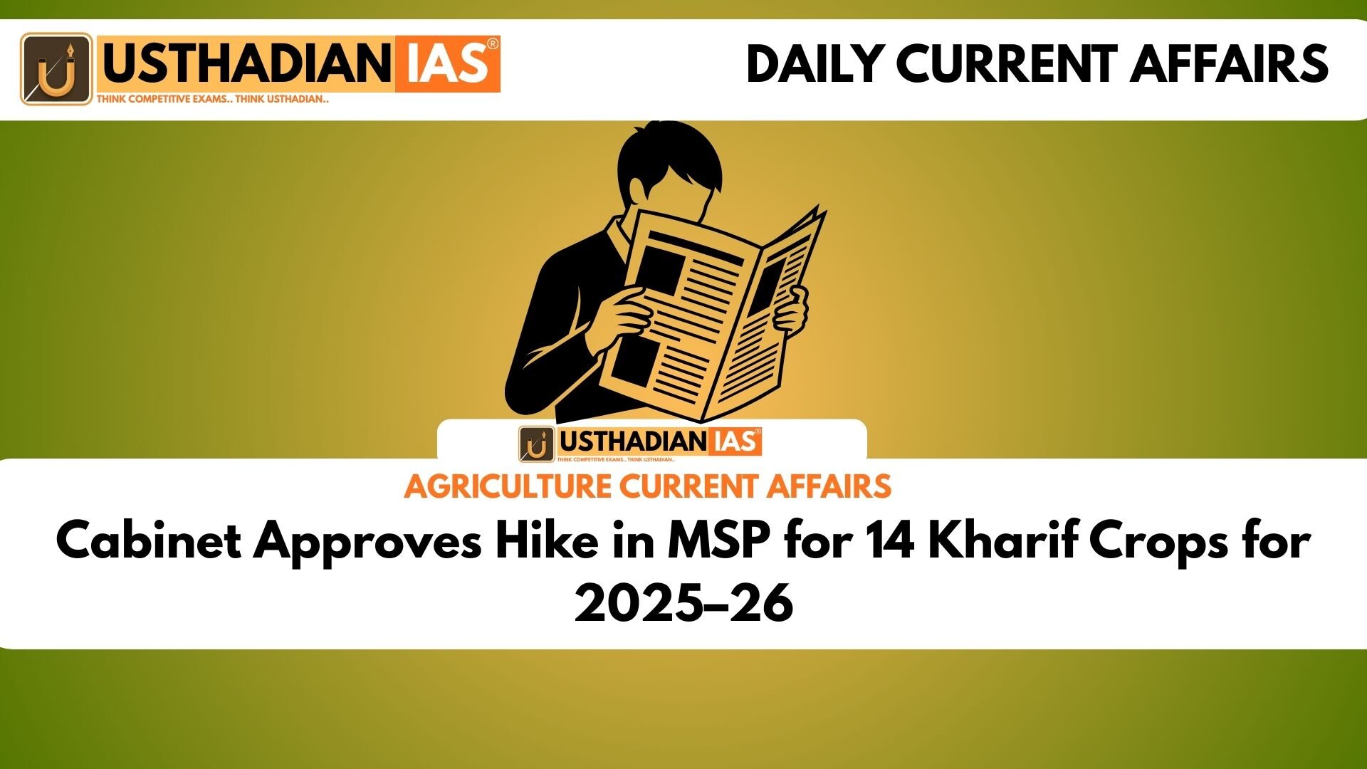 Cabinet Approves Hike in MSP for 14 Kharif Crops for 2025–26