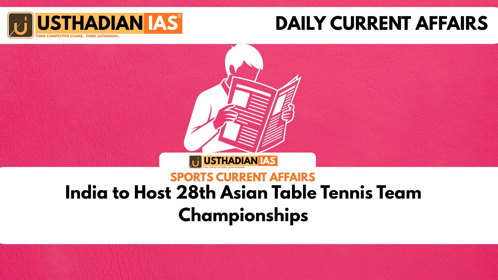 India to Host 28th Asian Table Tennis Team Championships