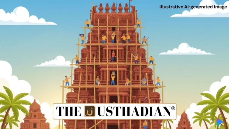 Gopuram Construction at Pazhayarai Temple